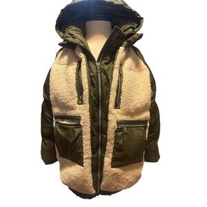 Orolay Winter Snow Sherpa Lined Women’s Size Med Full Zip Hooded Multi Pocket